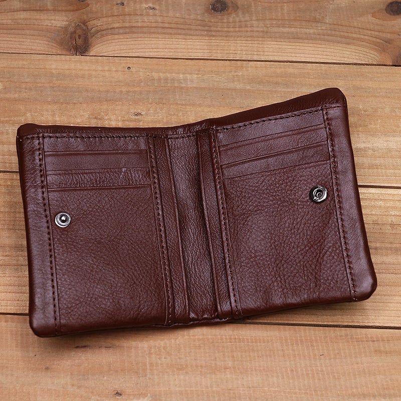Vintage Leather Bi-fold Zipper Wallet
