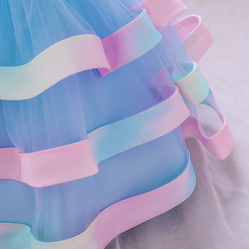 Girls Colorful Cake Fluffy Princess Dress