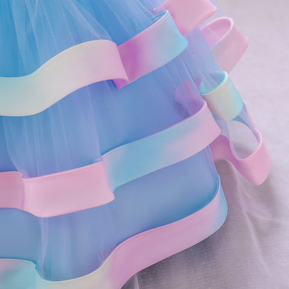 Girls Colorful Cake Fluffy Princess Dress