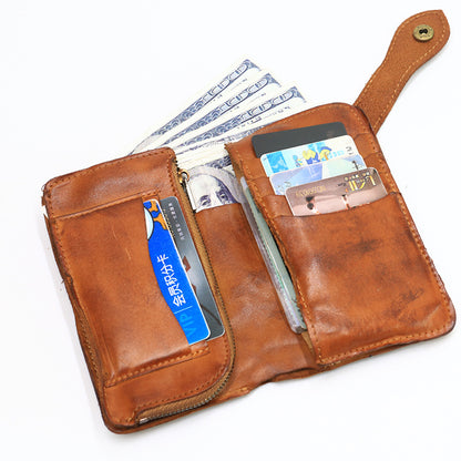 Vintage Leather Handmade Pleated Wallet