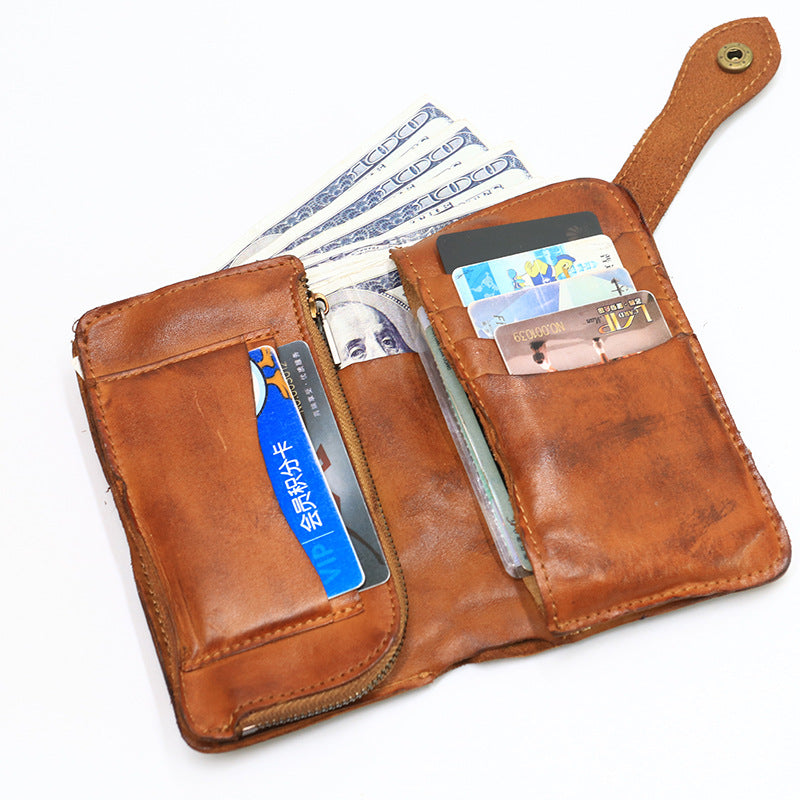 Vintage Leather Handmade Pleated Wallet