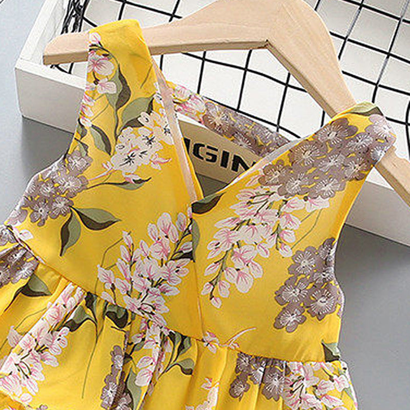 Summer V-neck sleeveless Printing Dress