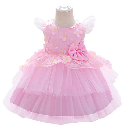 Elegant Girl Bow Fluffy Princess Dress