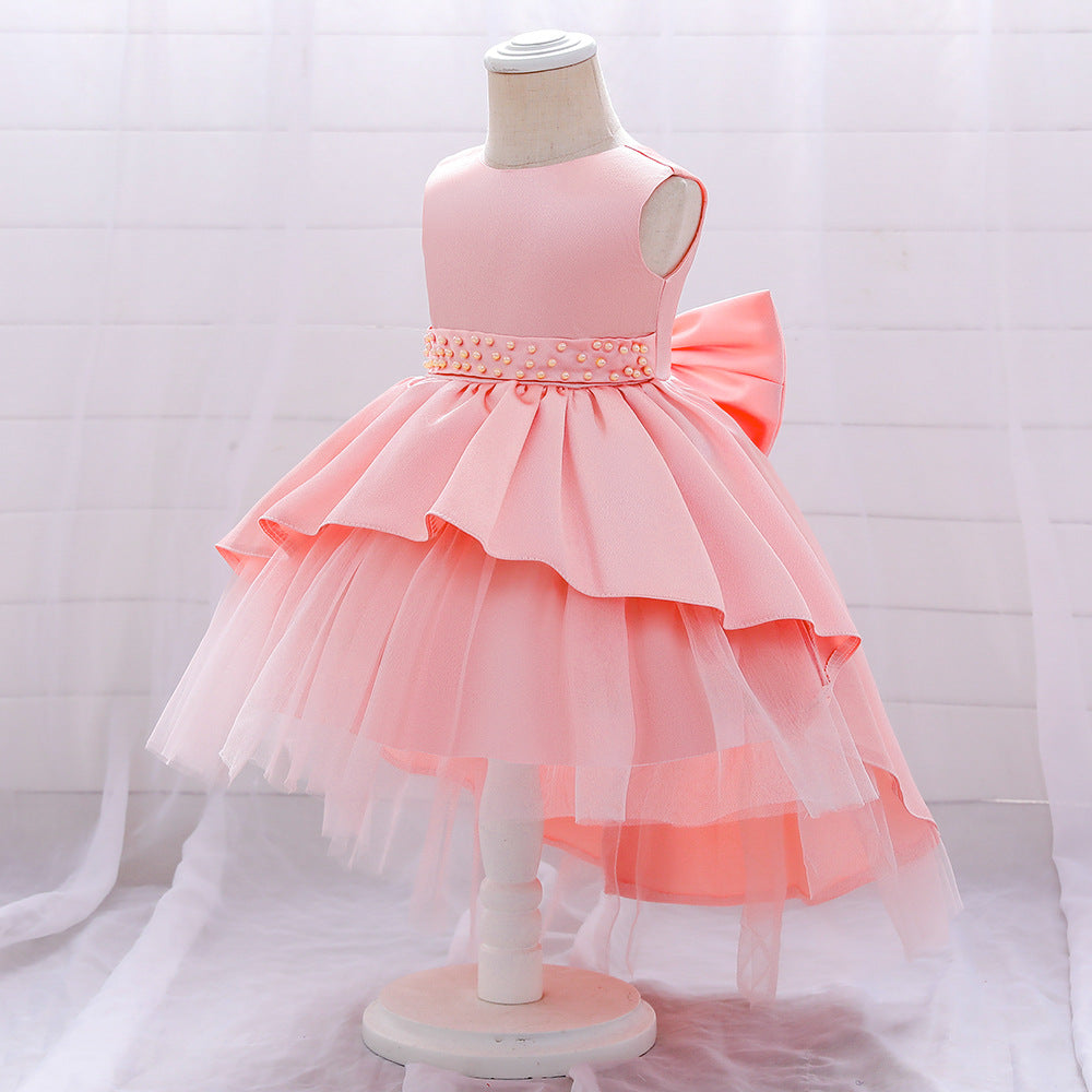 Elegant Girl Bow Tail Princess Dress