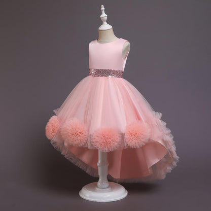 Summer Dreamy Girl Pom-pom Flower Puffy Dress