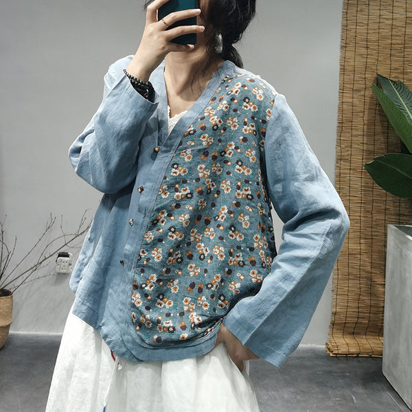 Loose Floral Long-sleeved Shirt