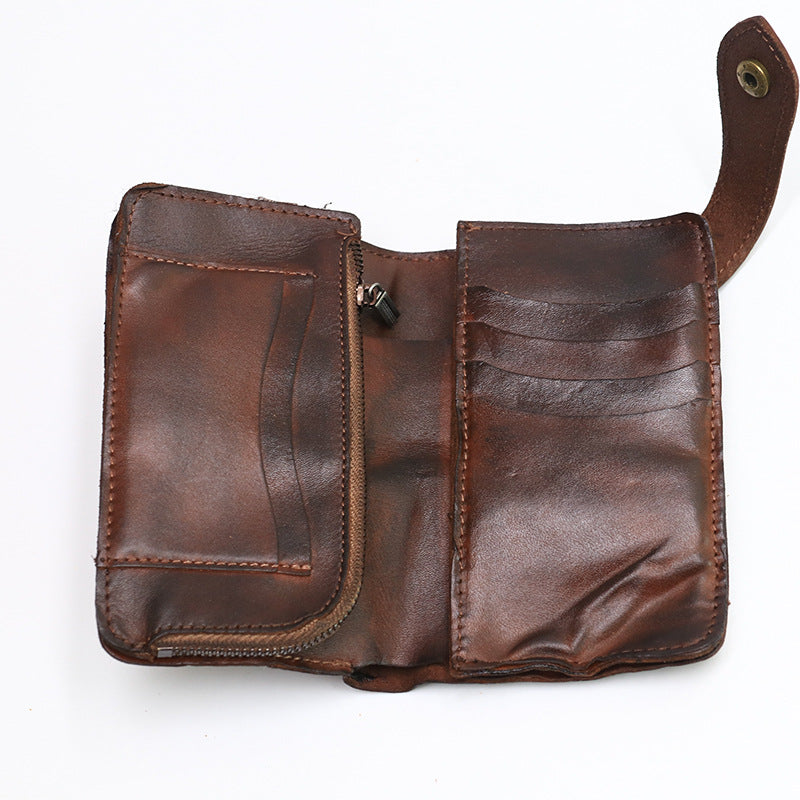 Vintage Leather Handmade Pleated Wallet