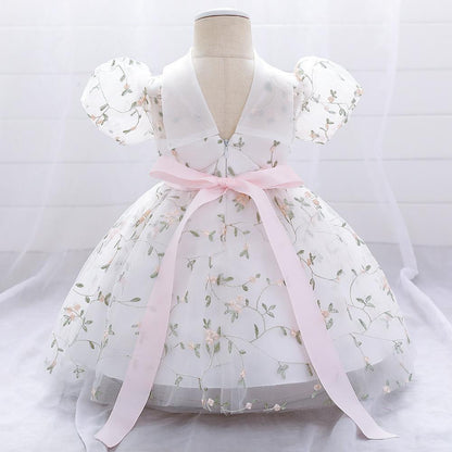 Summer Baby Girl Floral Puffy Birthday Cake Dress