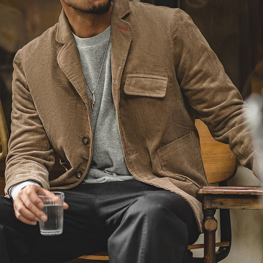Vintage Corduroy Single-breasted Suit Jacket