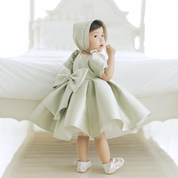 Elegant Girl Vintage Bow Princess Dress