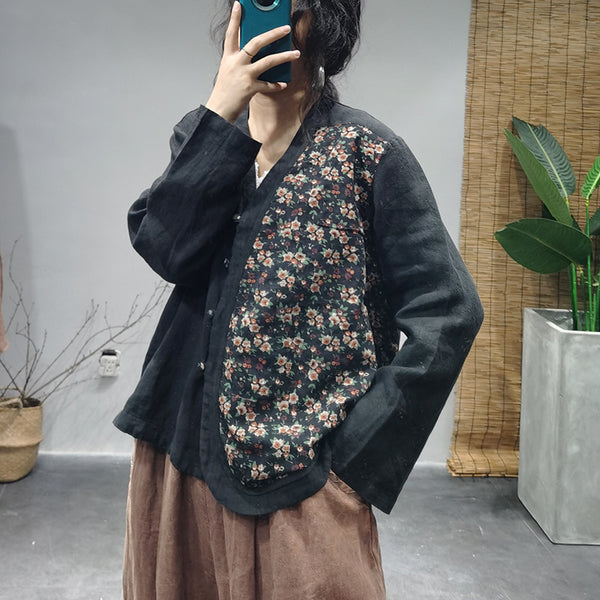 Loose Floral Long-sleeved Shirt