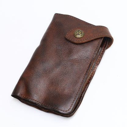 Vintage Leather Handmade Pleated Wallet