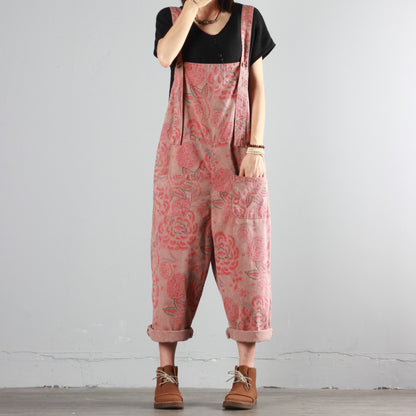 Summer Thin Retro Print Overalls