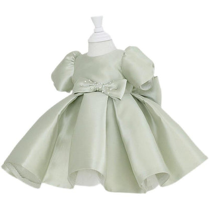 Elegant Girl Vintage Bow Princess Dress
