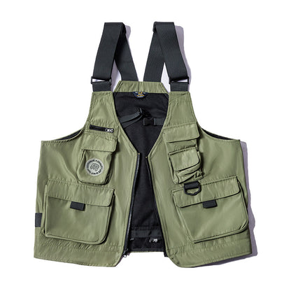 Retro Multi-pocket Functional Tactical Vest Dual-use Satchel Jacket