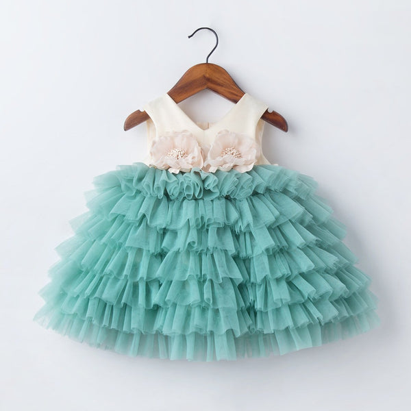 Cute Girl Flower Sleeveless Mesh Cake Dress