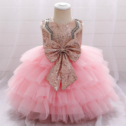 Baby Girls Cute Bow Fluffy  Dress