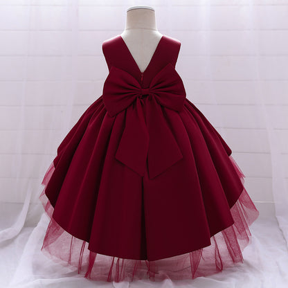 Elegant Girl Bow Tail Princess Dress