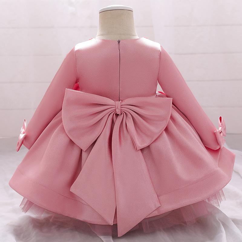 Lovely Princess Back Big Bow Fluffy Long Sleeve Dress