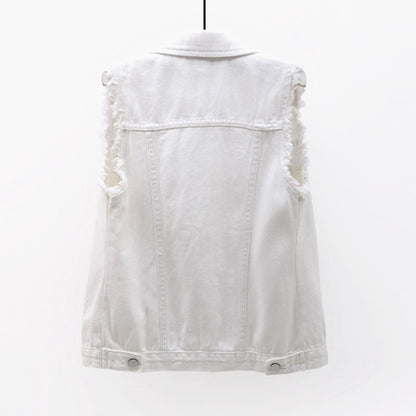 Multicolor Denim Vest Sleeveless Jacket