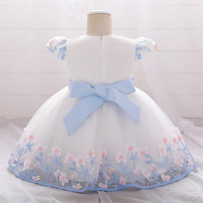 Elegant One-year-old Baby Embroidered Fluffy Princess Dress