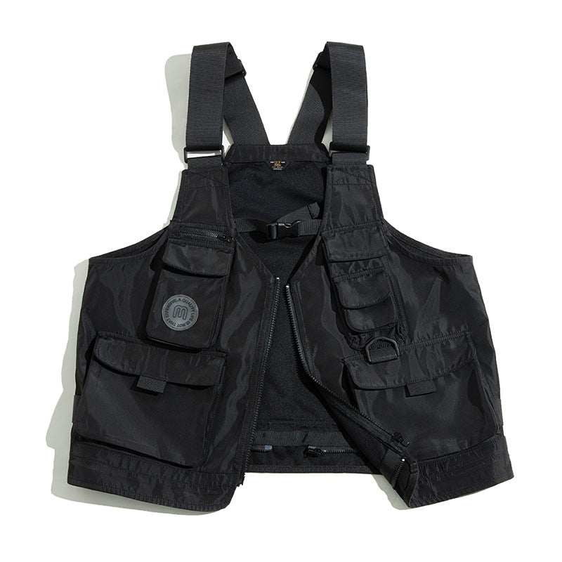 Retro Multi-pocket Functional Tactical Vest Dual-use Satchel Jacket