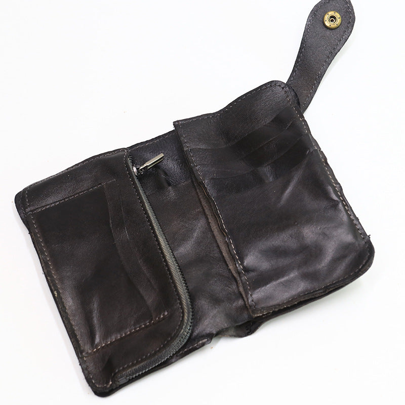 Vintage Leather Handmade Pleated Wallet