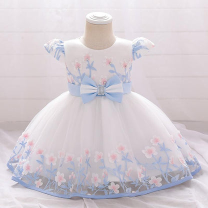 Elegant One-year-old Baby Embroidered Fluffy Princess Dress