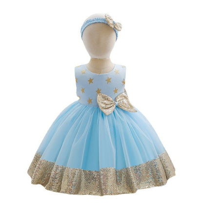Summer Baby Girls Cute Bow Sequins  Dress