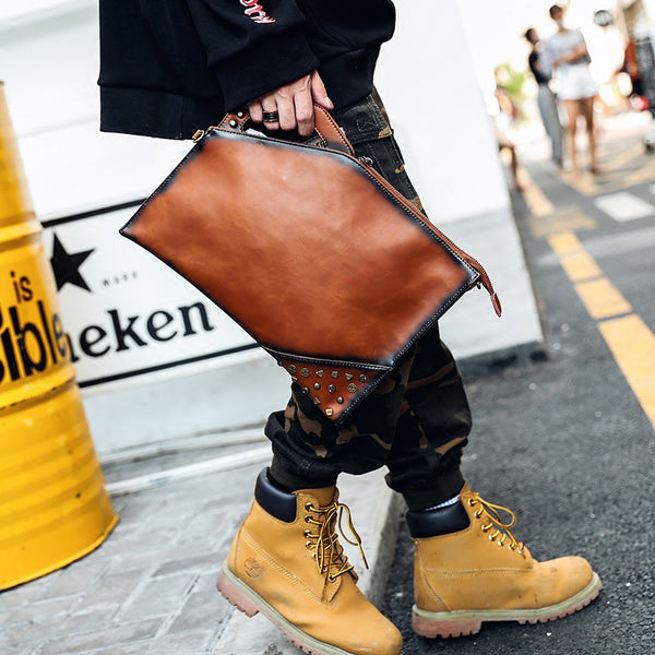 Vintage Street Rivet Business Clutch Shoulder Bag