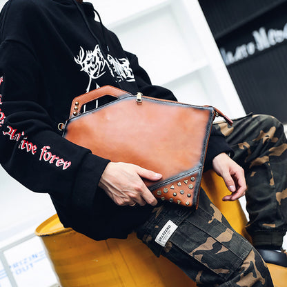 Vintage Street Rivet Business Clutch Shoulder Bag
