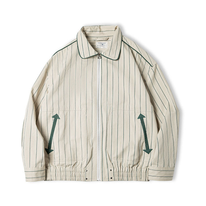 Vintage Army Green Pinstripe Jacket