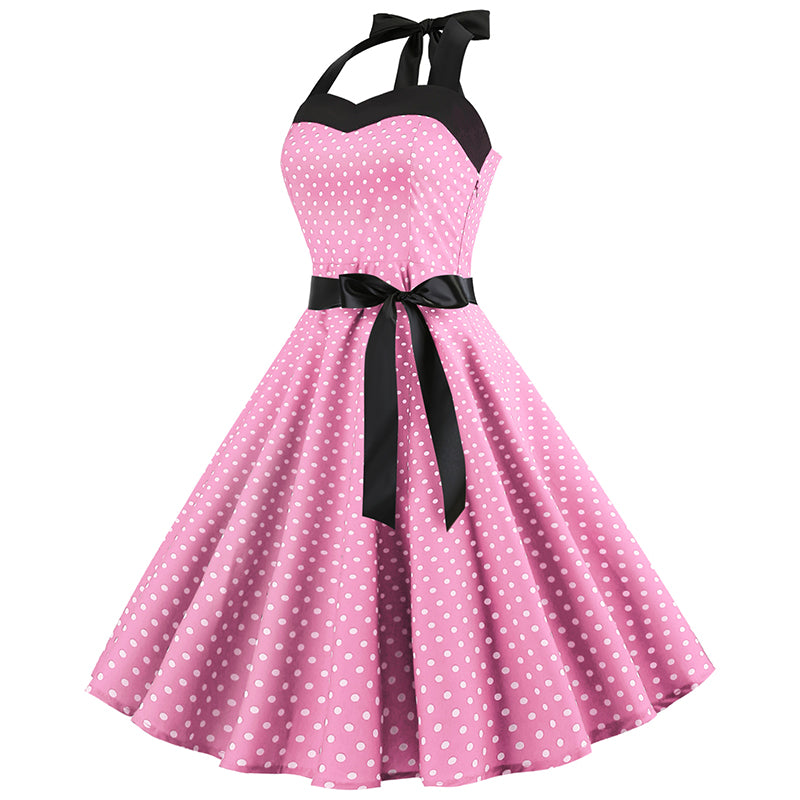 Polka Dot Retro Halter Dress