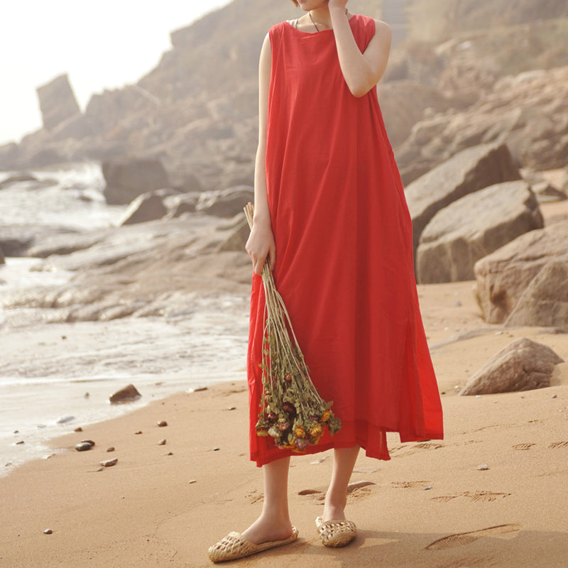 Sleeveless Double Layer Drawstring Dress