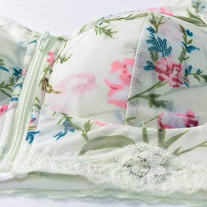 Zip Front Print Lace Bras