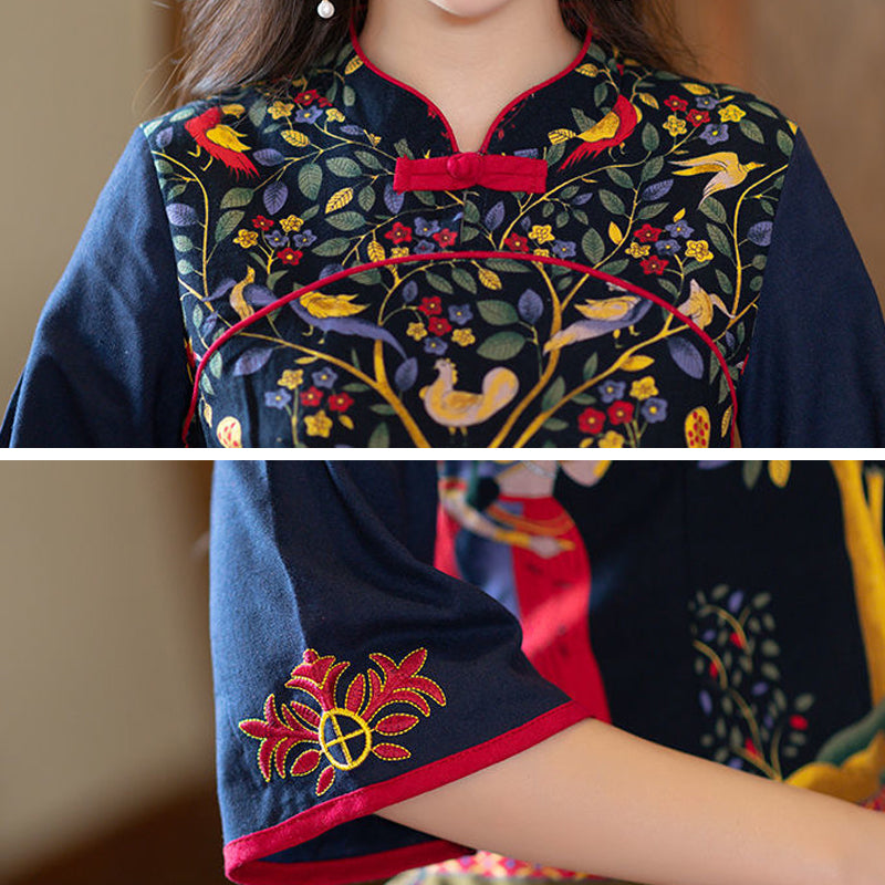Summer Ethnic Retro Blouse + Skirt Two-piece Suit