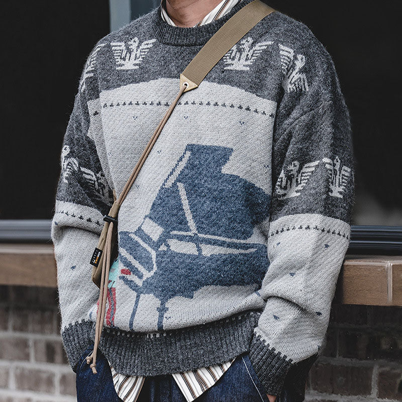 Retro Indian Totem Crew Neck Sweater