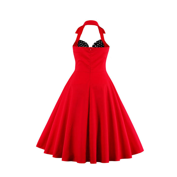 Halter V-neck Retro Dress