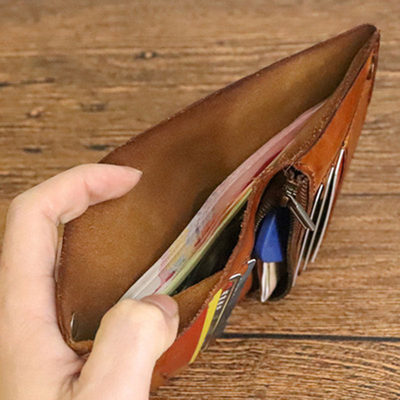 Brushed Vegetable Tanned Leather Wallet
