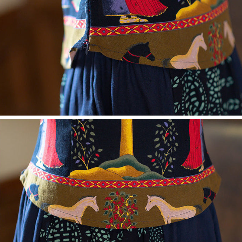 Summer Ethnic Retro Blouse + Skirt Two-piece Suit