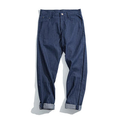 "Wabash Raw Denim" Railway Stripe Straight Men's Pants