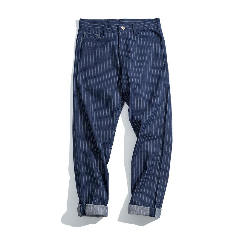 "Wabash Raw Denim" Railway Stripe Straight Men's Pants