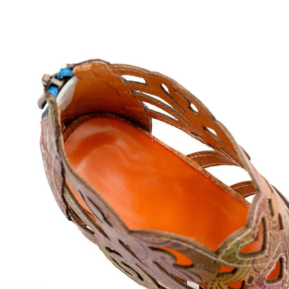 Fish Mouth Hollow Retro Handmade Symphony Gradient Sandals