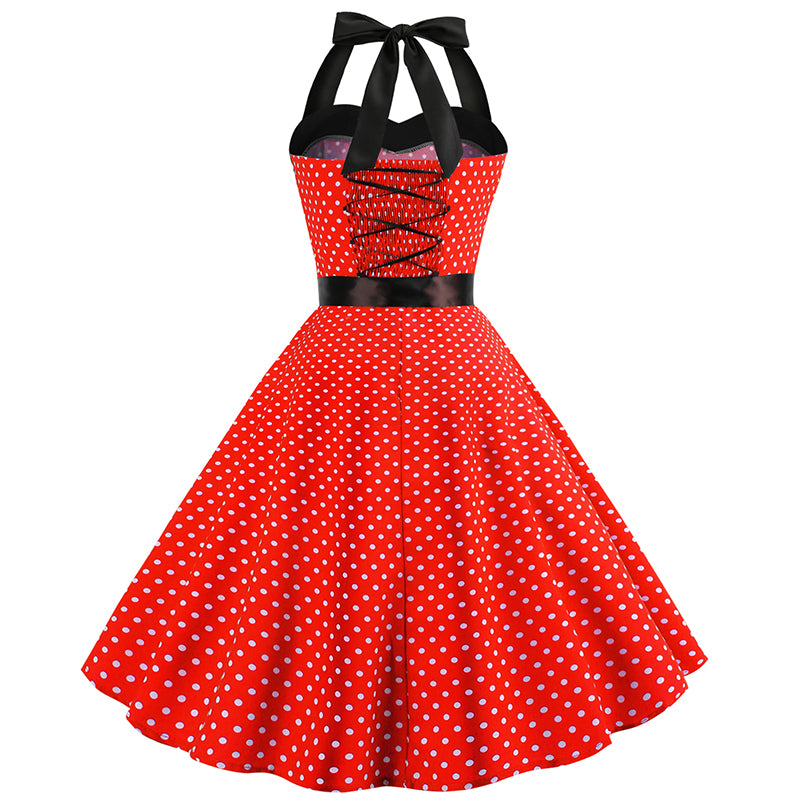 Polka Dot Retro Halter Dress