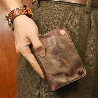 Retro Wrinkled Handmade Leather Multi-card  Wallet
