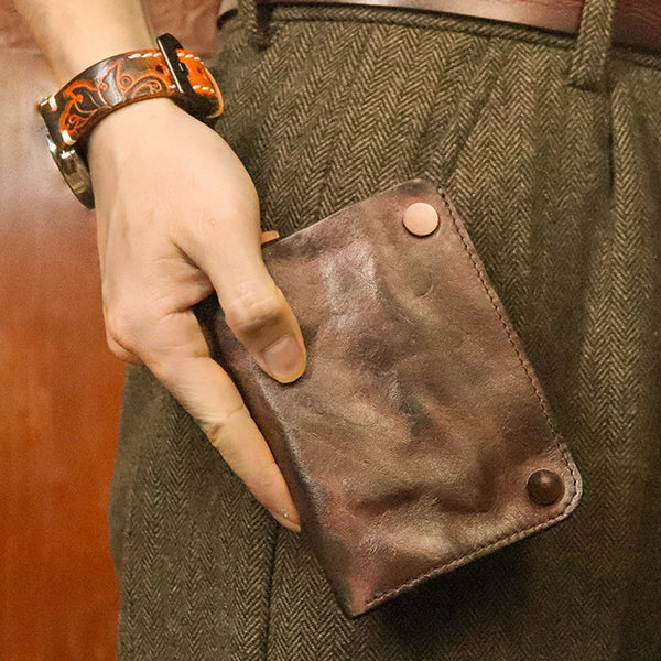 Retro Wrinkled Handmade Leather Multi-card  Wallet