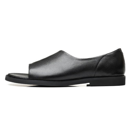 Black Summer Outdoor Men's Leather Sandals