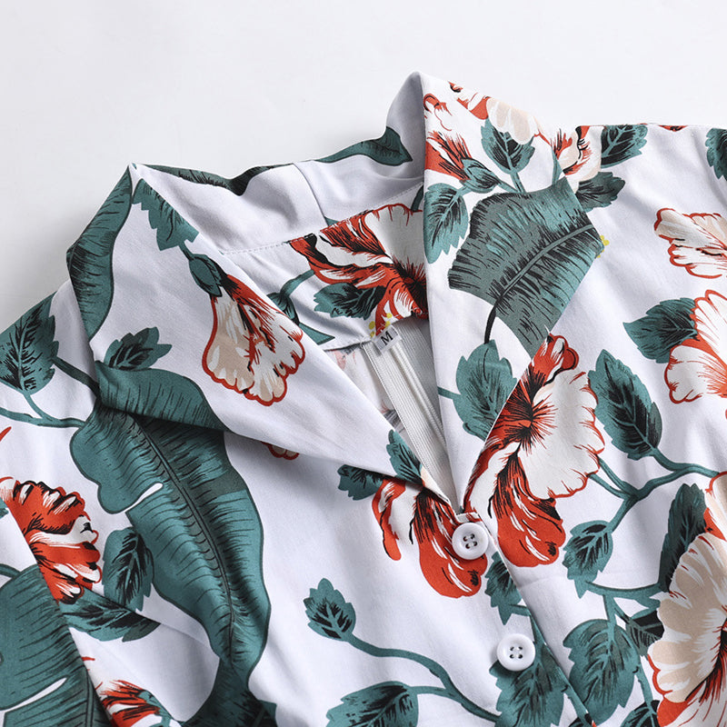 1950s Retro Lapel Flower Print Dress