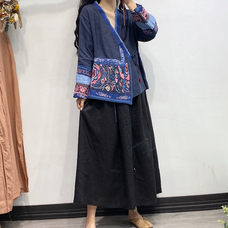 Linen Retro Drawstring Skirt