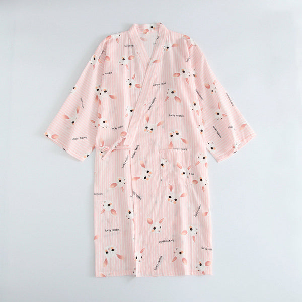 Pure Cotton Loose Kimono Nightgown